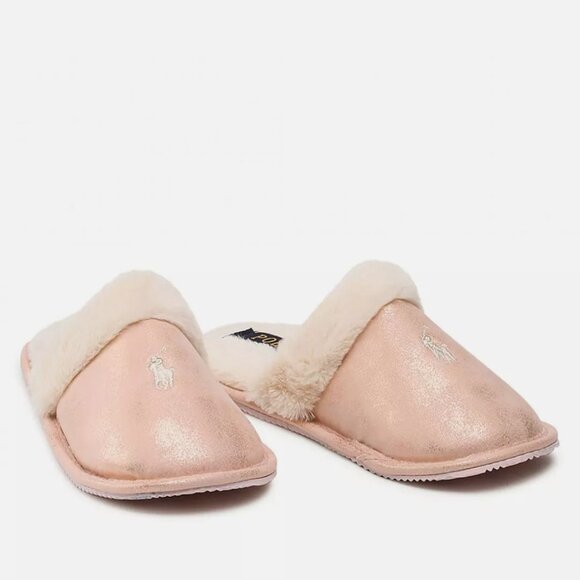 NEW Polo Ralph Lauren Women's Pink Metallic Summit Scuff II Size 9 Slippers - Picture 2 of 7